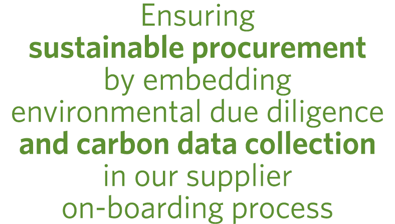 Ensuring sustainable procurement by embedding environmental due diligence and carbon data collection in our supplier ...