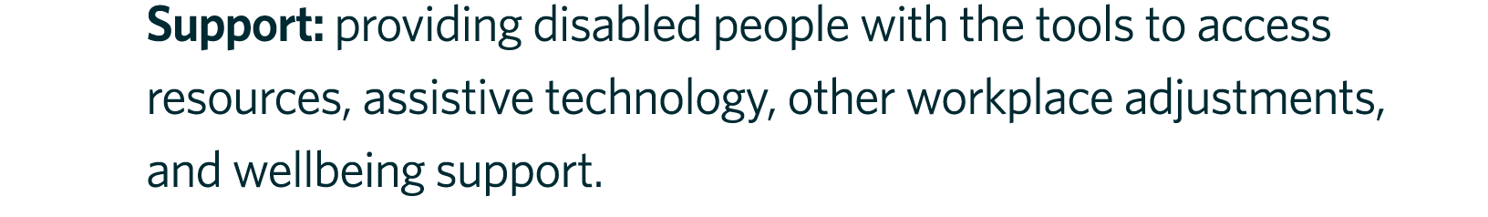 Support: providing disabled people with the tools to access resources, assistive technology, other workplace adjustme...
