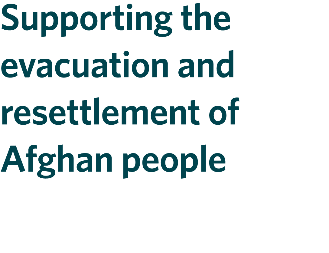 Supporting the evacuation and resettlement of Afghan people
