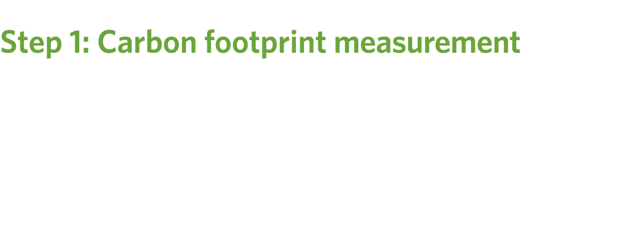 Step 1: Carbon footprint measurement Ongoing priority: Expanding the reach of our carbon reporting to build a more ac...