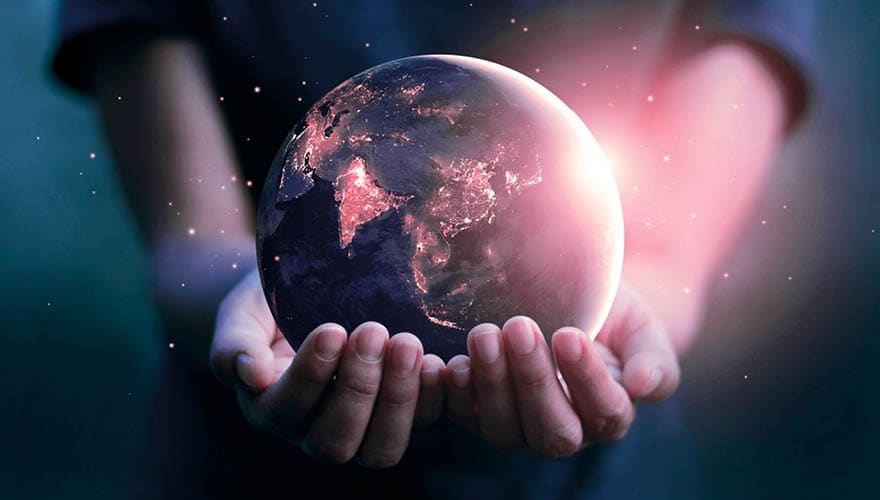 Earth at night was holding in human hands. Earth day. Energy saving concept, Elements of this image furnished by NASA  https://eoimages.gsfc.nasa.gov/images/imagerecords/79000/79790/city_lights_asia_night_8k.jpg