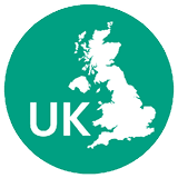 A green circle with a map of the United Kingdom. AI generated content
