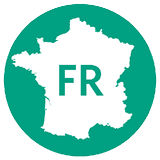 A green circle with a white outline of a map of France. AI generated content