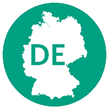 A green circle with a white outline of a map of Germany. AI generated content