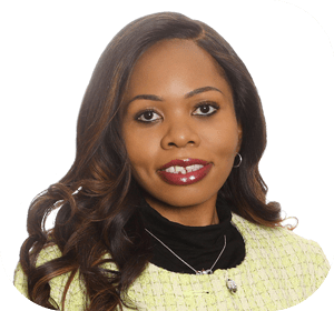 A woman with long hair and a black and white shirt is smiling. AI generated content