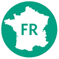 A green circle with a white outline of a map of France. AI generated content