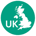 A green circle with a map of the United Kingdom. AI generated content