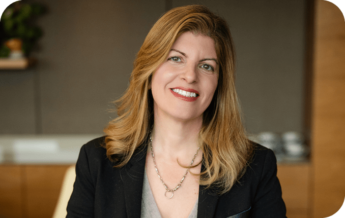 A woman in a suit and tie is smiling for the camera. AI generated content