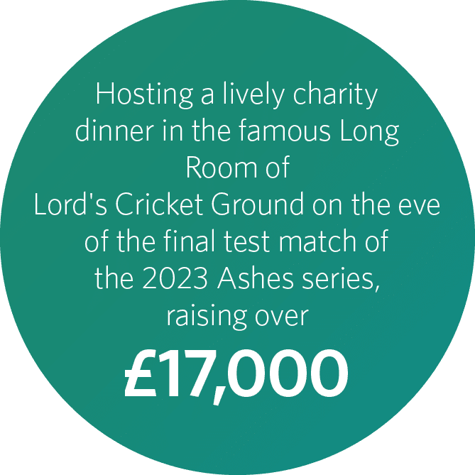 ﻿Hosting a lively charity dinner in the famous Long Room of Lord's Cricket Ground on the eve of the final test match ...